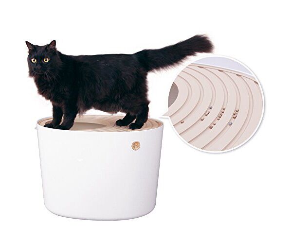 Туалет для кошек IRIS Top Entry Cat Litter Box with Cat Litter Scoop (White) - 2