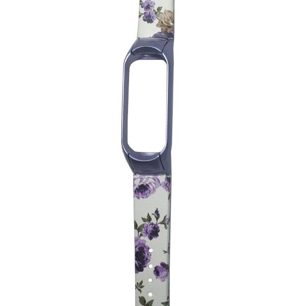 Ремешок кожаный для Xiaomi Mi Band 4 Leather Strap Flower Design (Purple/Фиолетовый) - 3