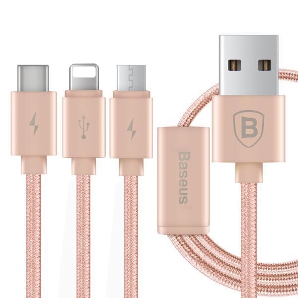 Кабель Baseus Portman Series Micro USBLightningType-C Cable 1.2m (Rose Gold/Розовый) 