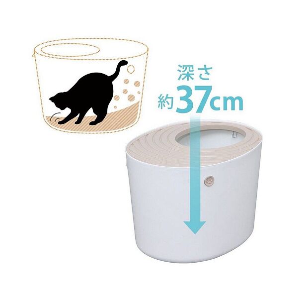 Туалет для кошек IRIS Top Entry Cat Litter Box with Cat Litter Scoop (White) - 4
