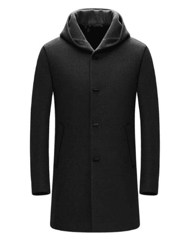 Пальто SunshineJob Men's Wool Blend Urban Casual Hooded Coat (Black/Черный) 