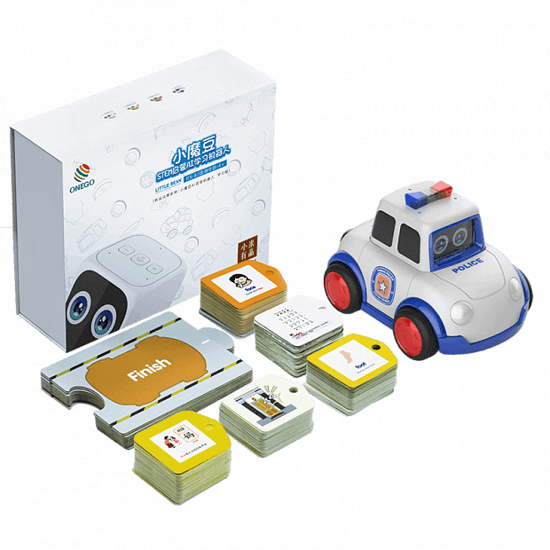 Детский игровой набор (машина и карточки) Onego Magic Bean Robot Police Car Set (Blue/Синий) : характеристики и инструкции 