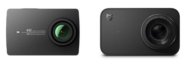 Сравнение дизайна Xiaomi MiJia Small Camera 4K и Yi 4K Action Camera Сравнение внешнего вида MiJia Small Camera 4K и Yi 4K Action Camera